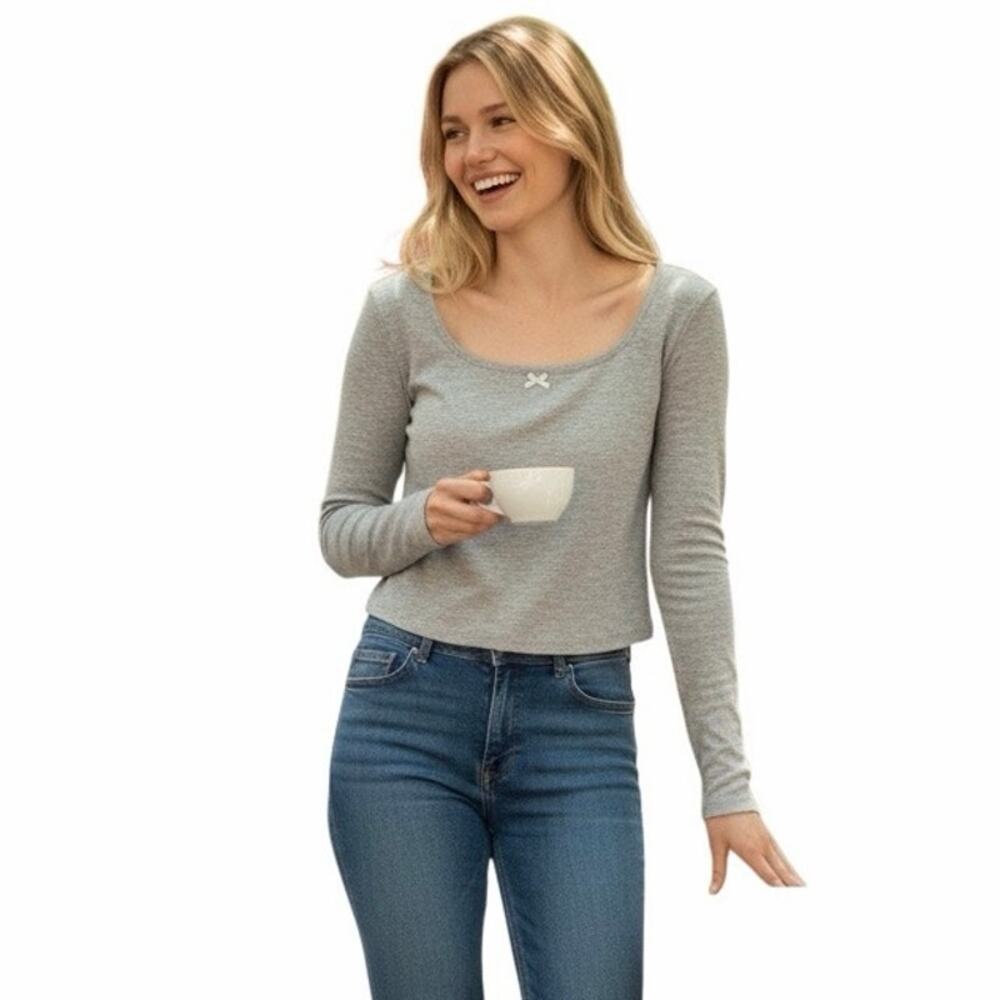 Auden Women’s Long Sleeve Sleepwear Shirt Grey X-Large